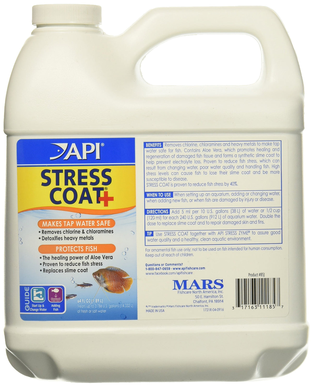API Stress Coat water conditioner bottle pouring supports fish health and slime coat protection