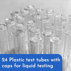 API test tubes with snap-tight caps shown up close for secure sealing.