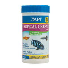 API Tropical Greens Flakes 2-1-Ounce Container ready-to-feed packaging for easy daily use.