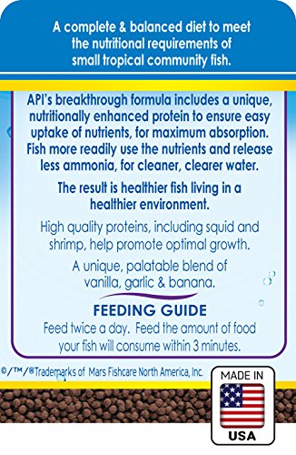API Tropical Mini Pellets container highlights convenient daily feeding