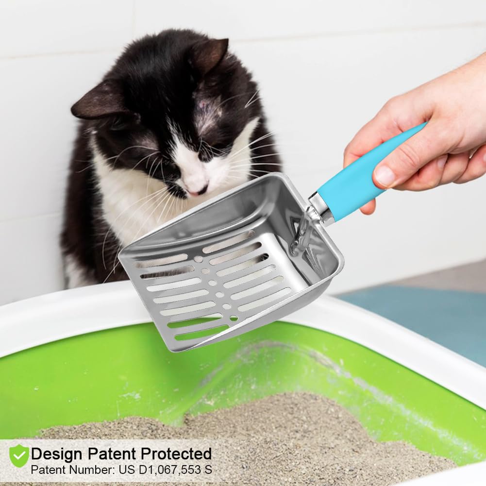 Apidgrowth cat-litter-scoop blue design adds a bright touch to any area