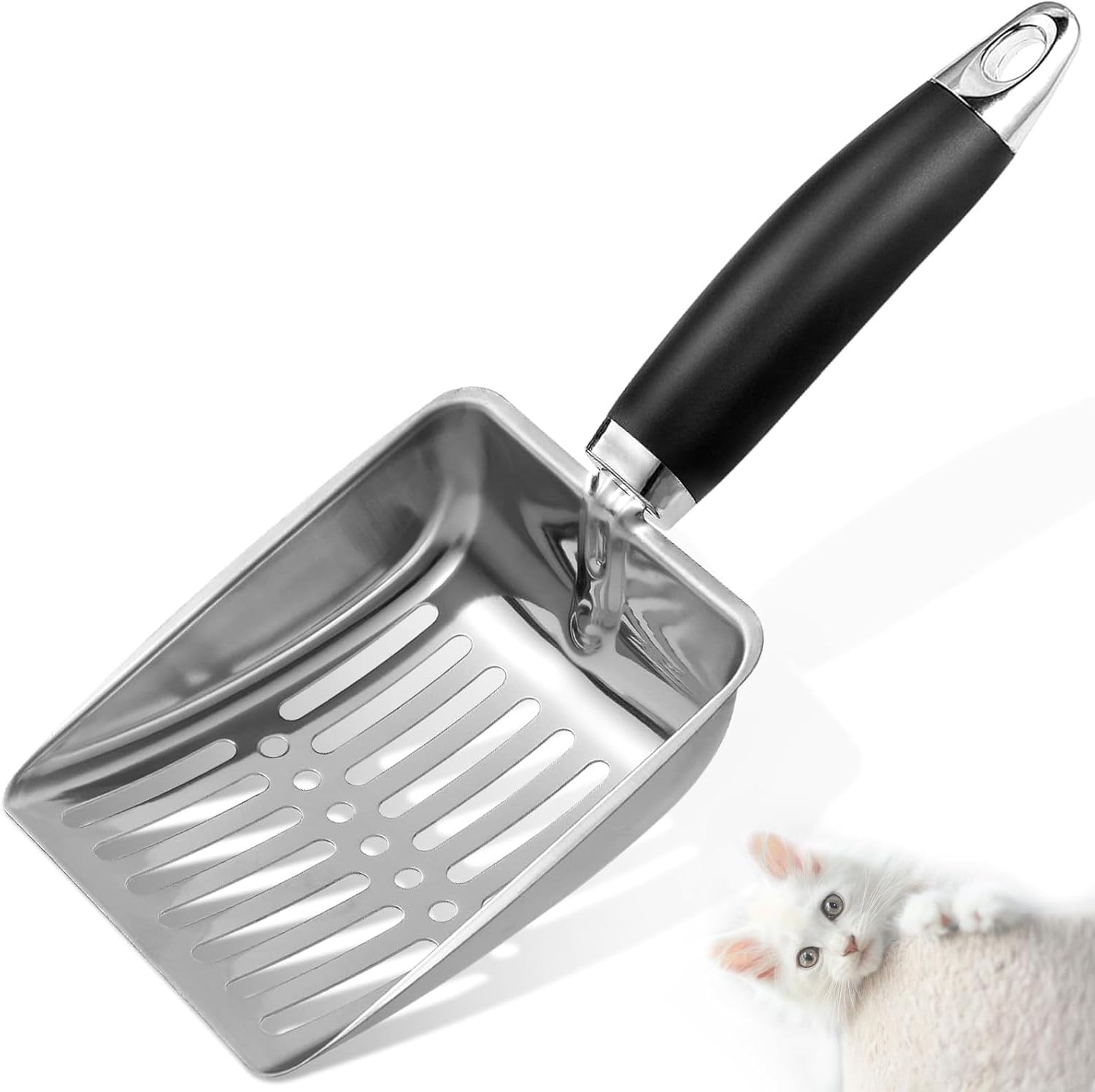 Apidgrowth cat litter scoop compact-size 10-inch head enables efficient scooping and reduced mess.