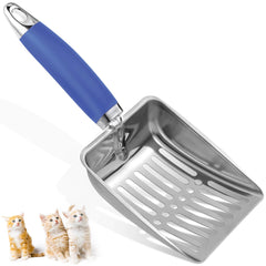 Apidgrowth cat litter scoop stainless steel close-up shows durable, long-lasting build.