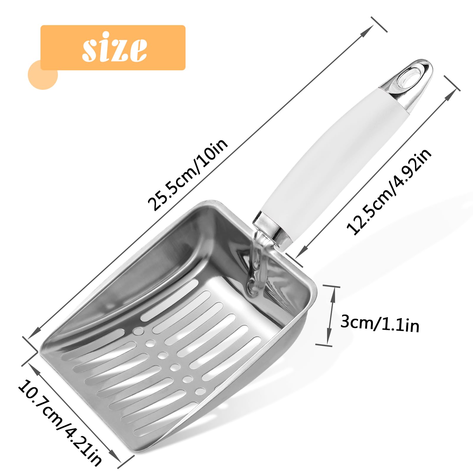 Apidgrowth cat-litter-scoop-stainless-steel-mesh durable for regular scooping and long use.