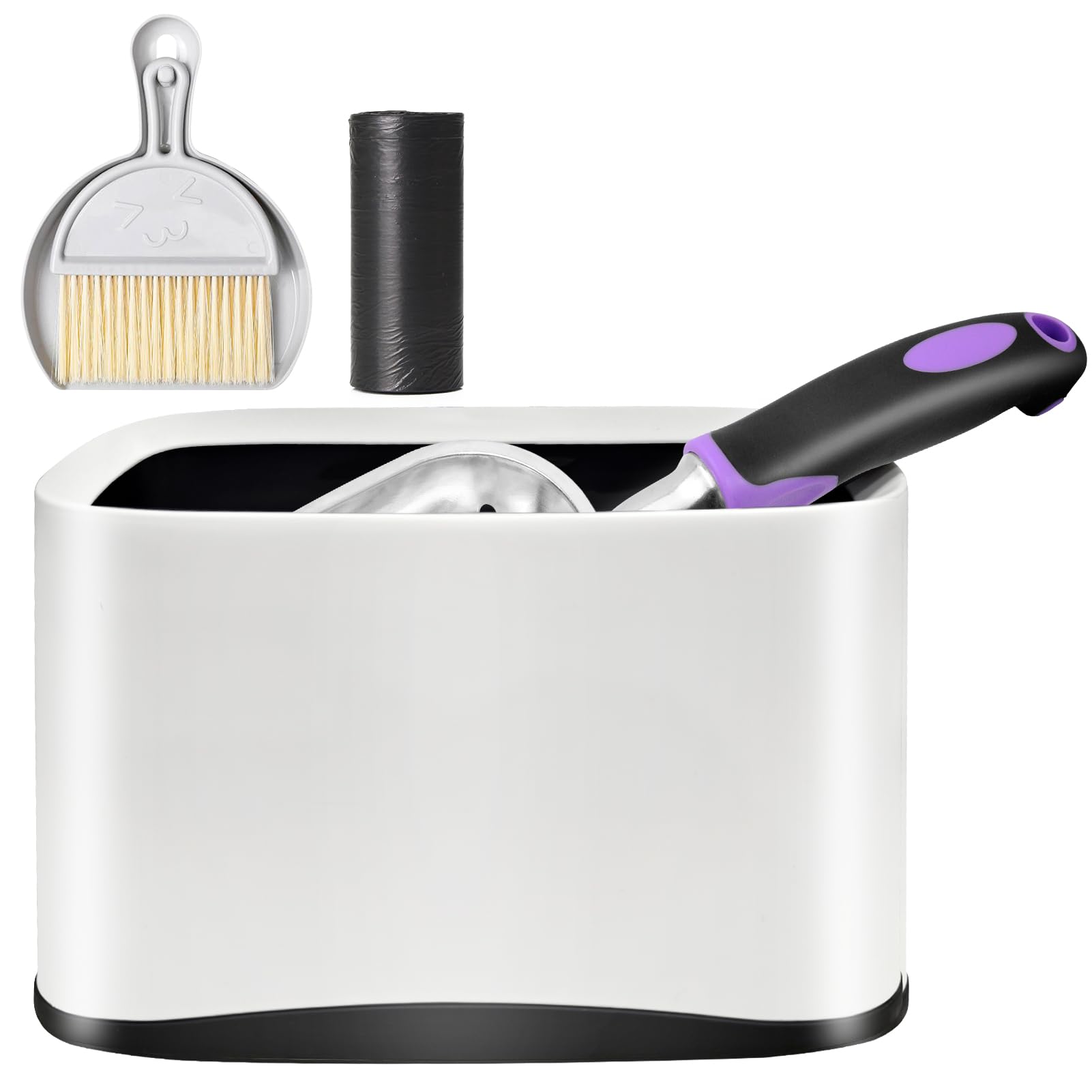 Apidgrowth metal cat litter scoop with holder for durable daily use and easy storage.