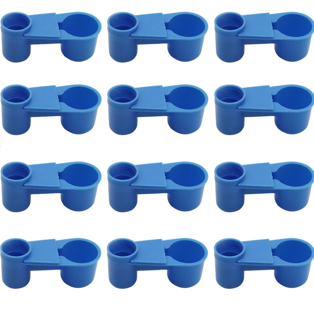 APlayfulBee 12pcs bird drinker blue cups for easy cage hydration.