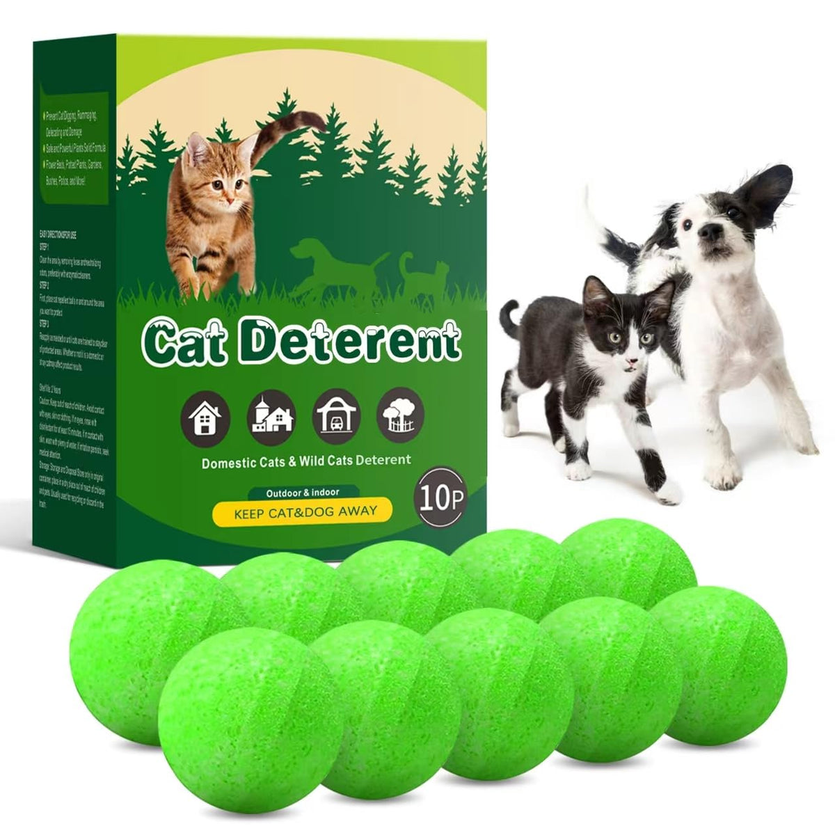 apohen cat repellent outdoor packshot shows 10 deterrent balls ready to guard your yard