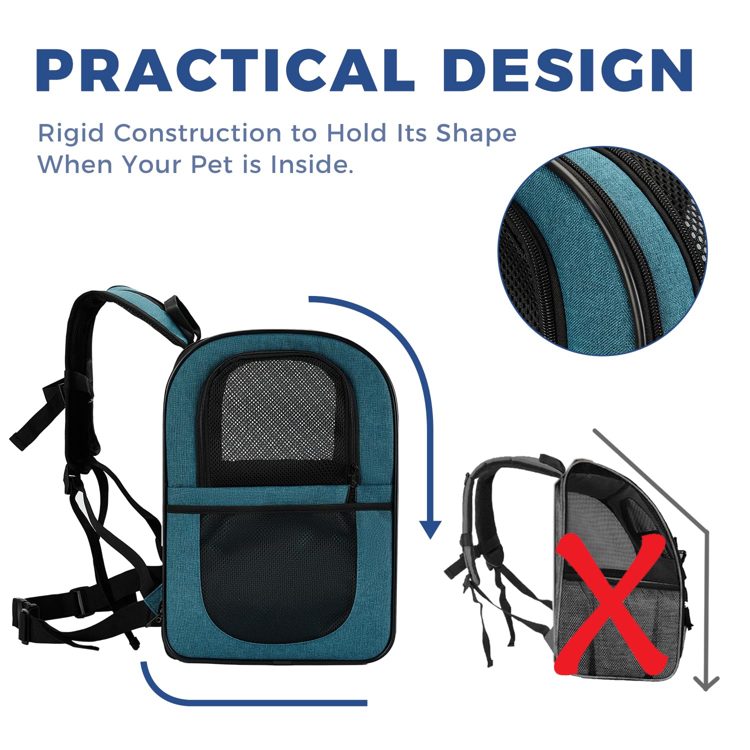 Apollo Walker teal back panel image highlights sturdy support and visibility