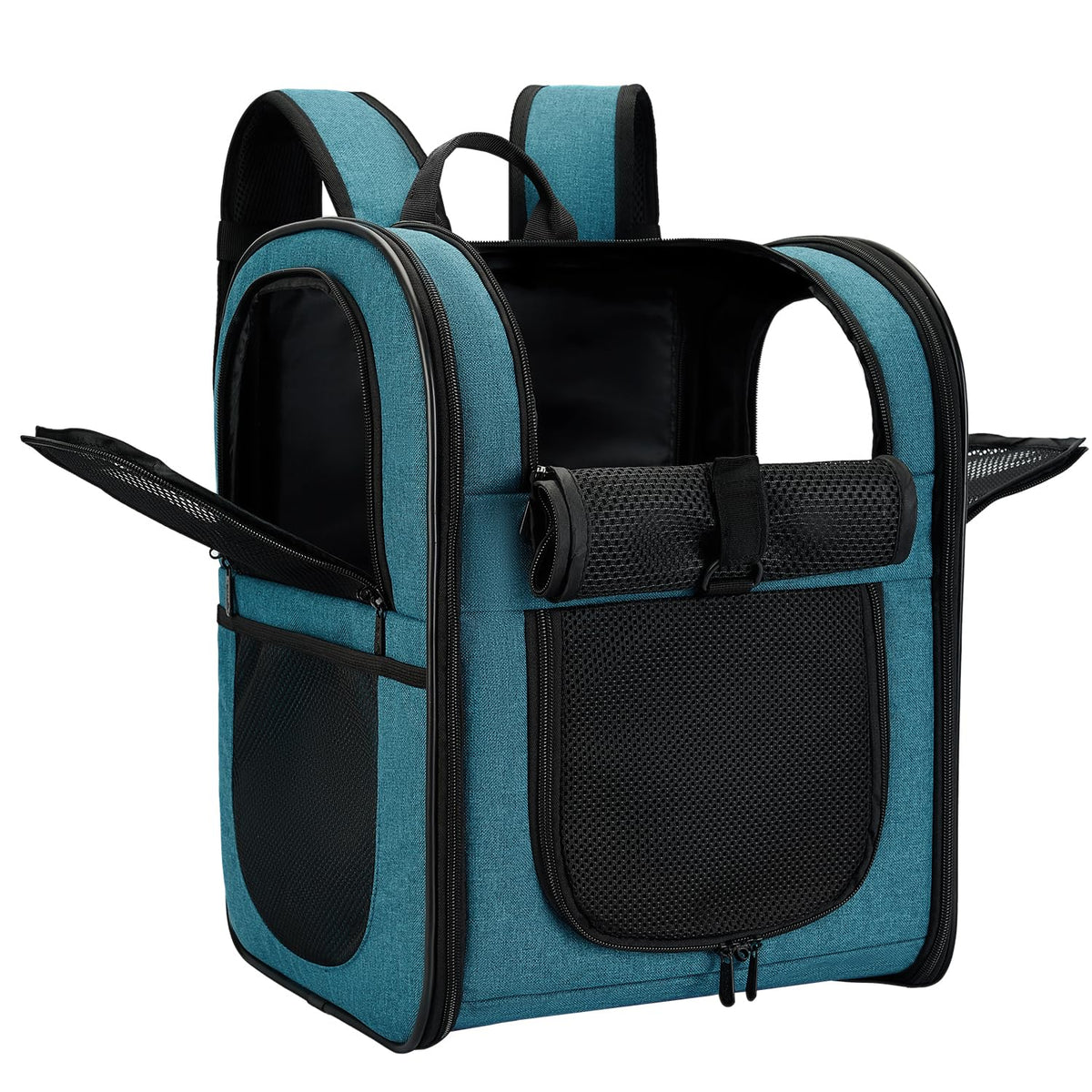 Apollo Walker carrier backpack front view shows secure mesh for calm pet transport