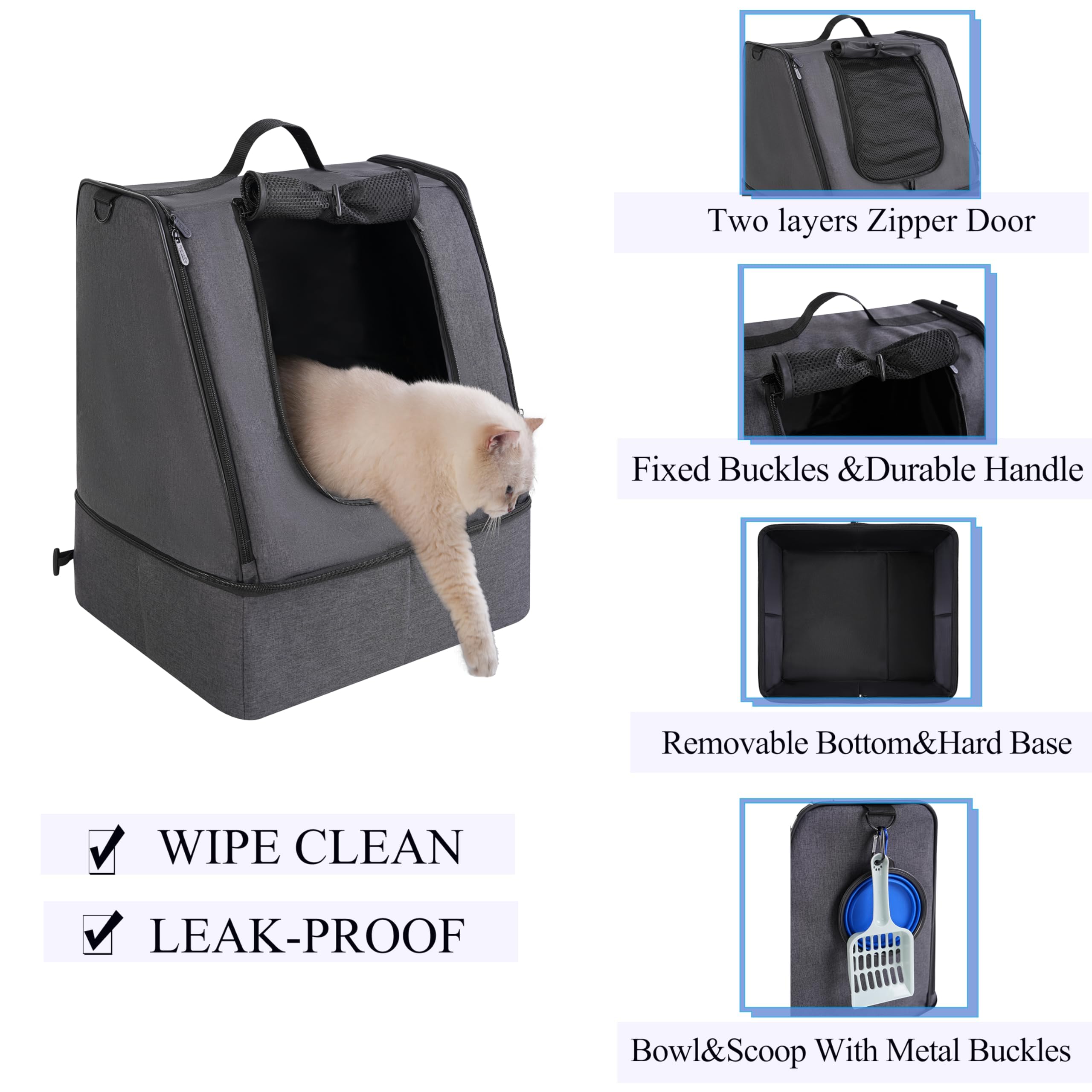 Apollo Walker litter box base insert provides a sturdy, stable bottom for travel.