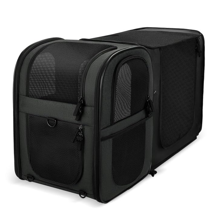 Apollo Walker pet carrier backpack expandable front view showing roomy space for travel.