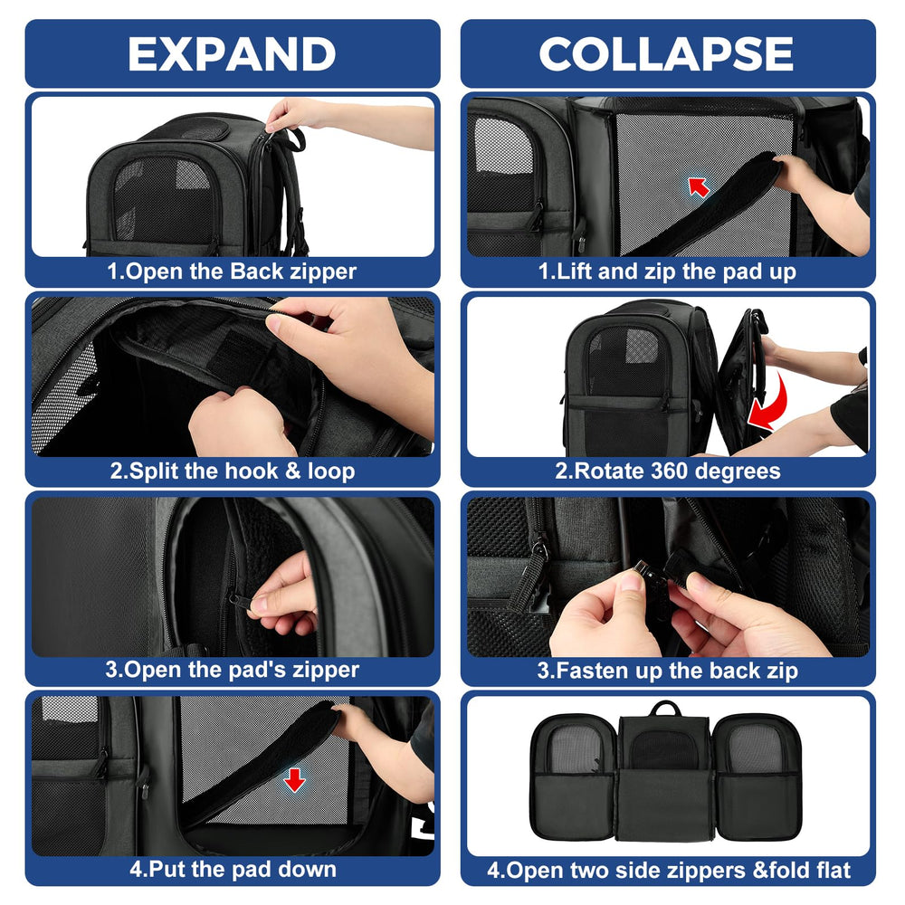 Apollo Walker pet carrier escape-proof closure keeps pets secure during flights and hikes.