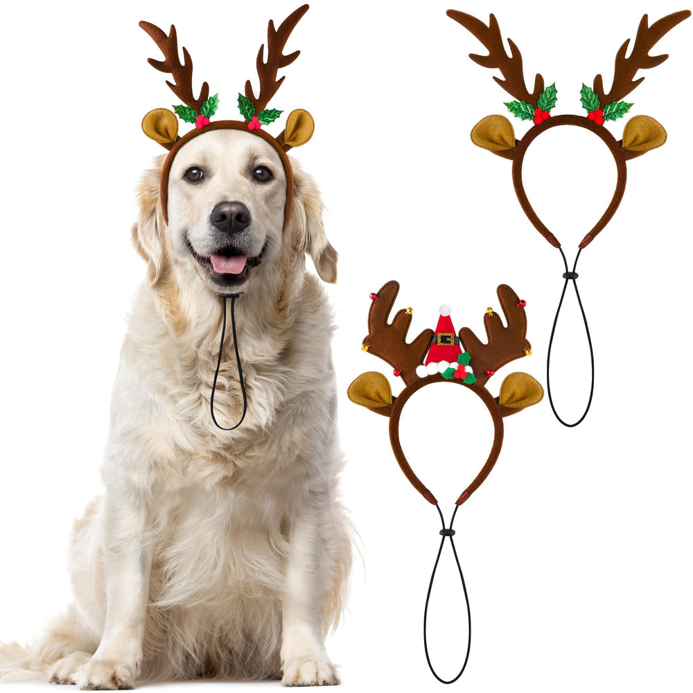 Apoway Christmas dog headbands set in two pieces for festive style options during holiday shoots.
