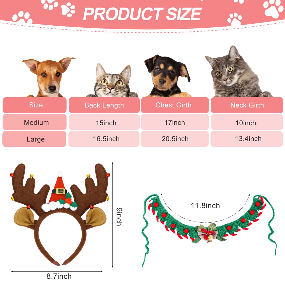 Apoway reindeer headband with 3D antlers and bells for festive photos