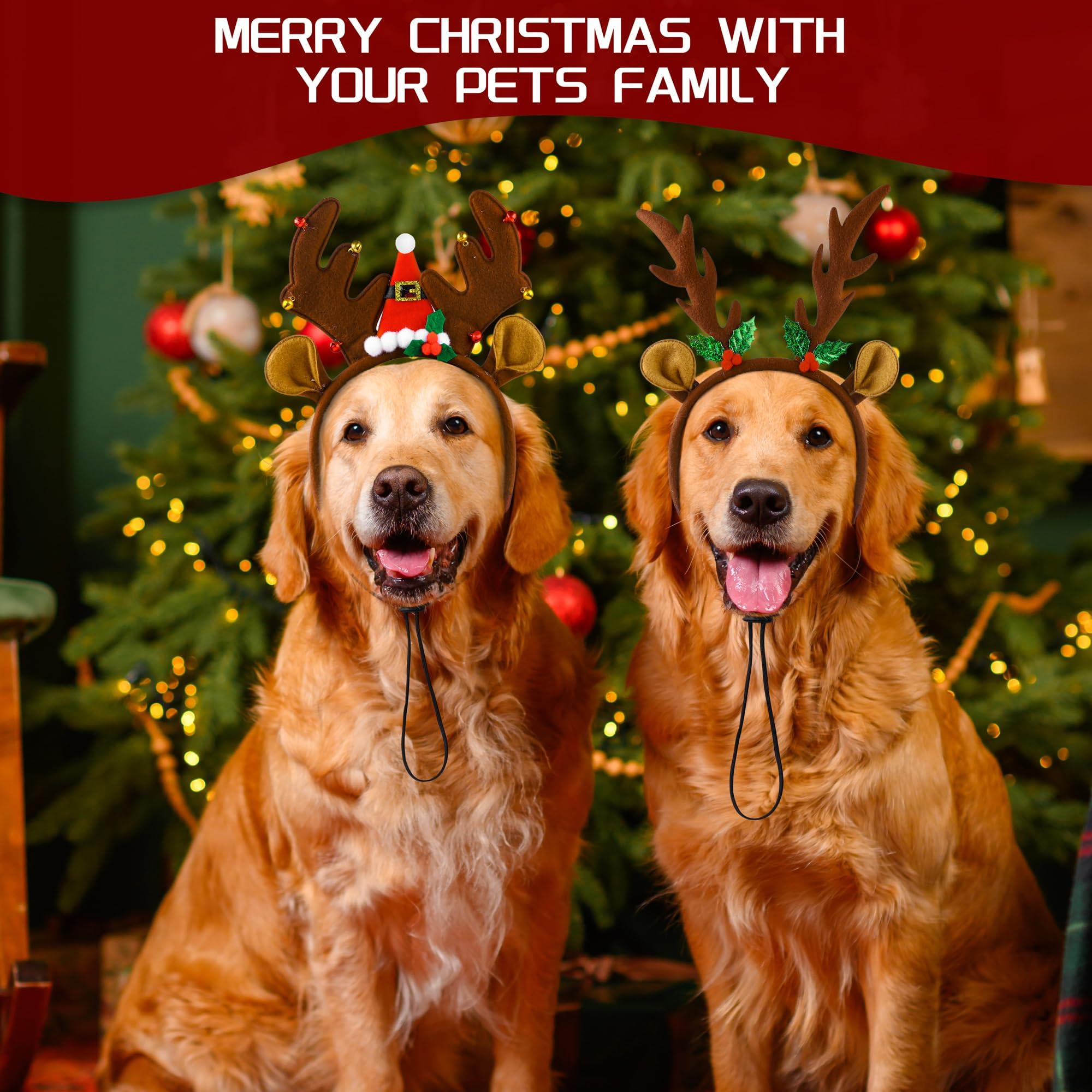 Apoway festive headbands elevate pet photos at Christmas parties and family gatherings.