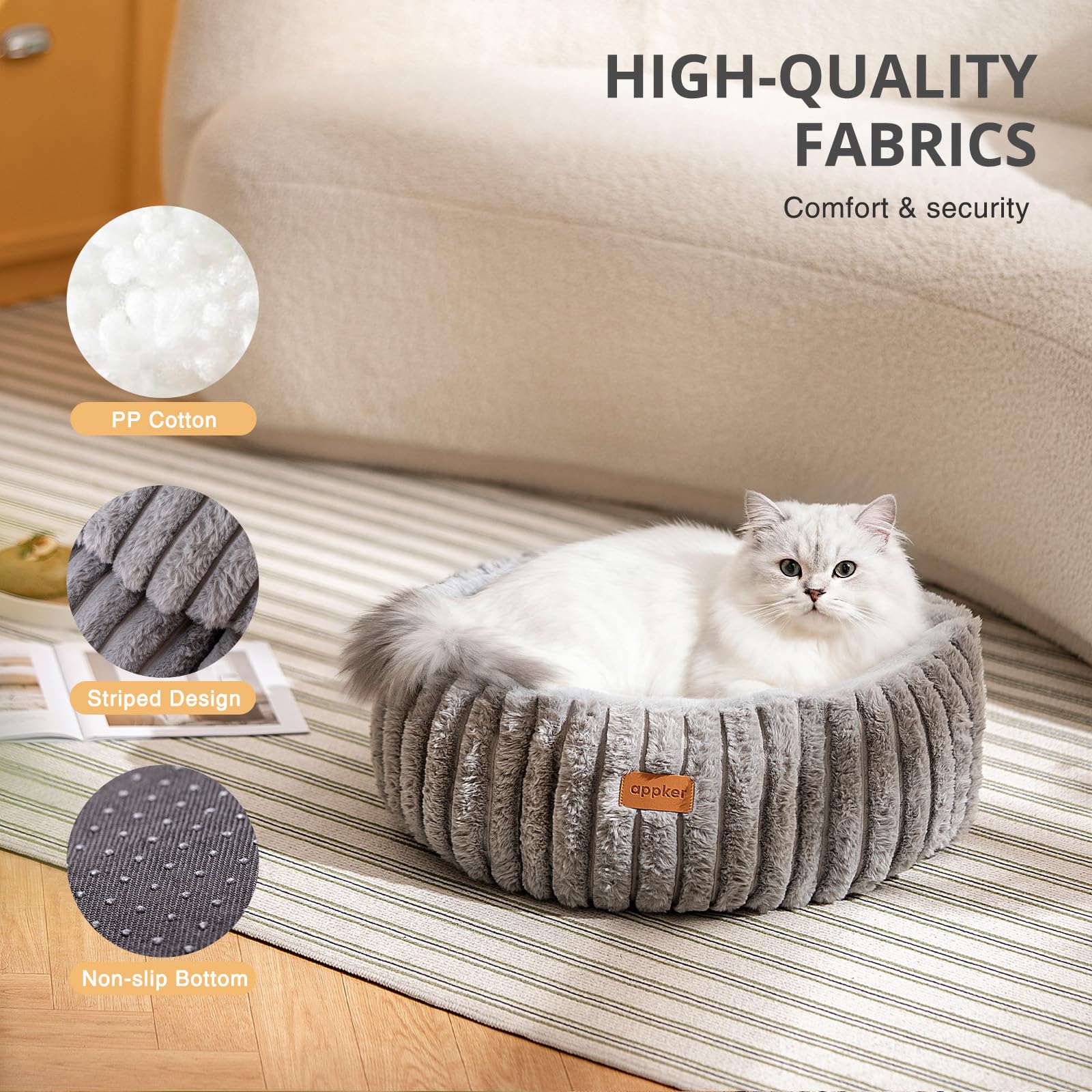 APPKER cat bed removable inner pad enables easy cleaning