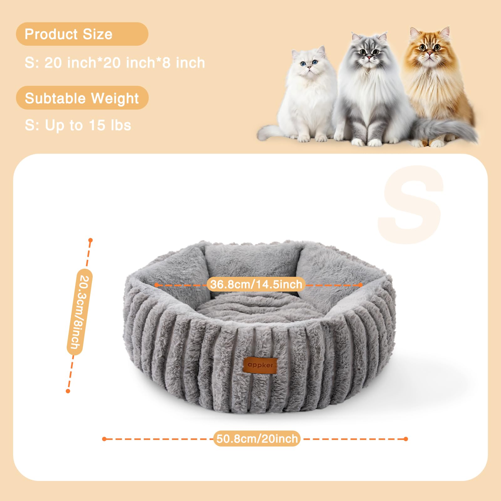 APPKER cat bed ultra-soft faux rabbit fur for luxurious comfort