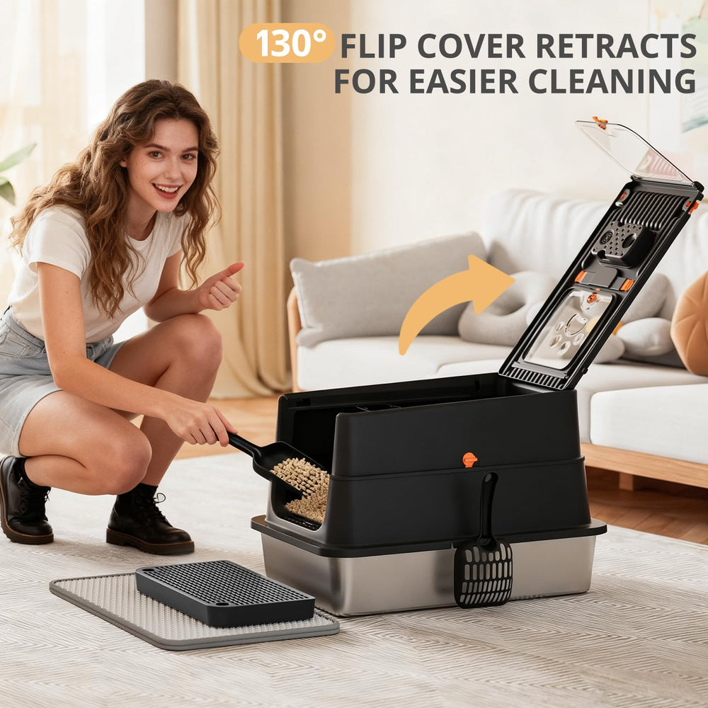 APPKER stainless-steel cat litter box dual entrances enable flexible access for cats