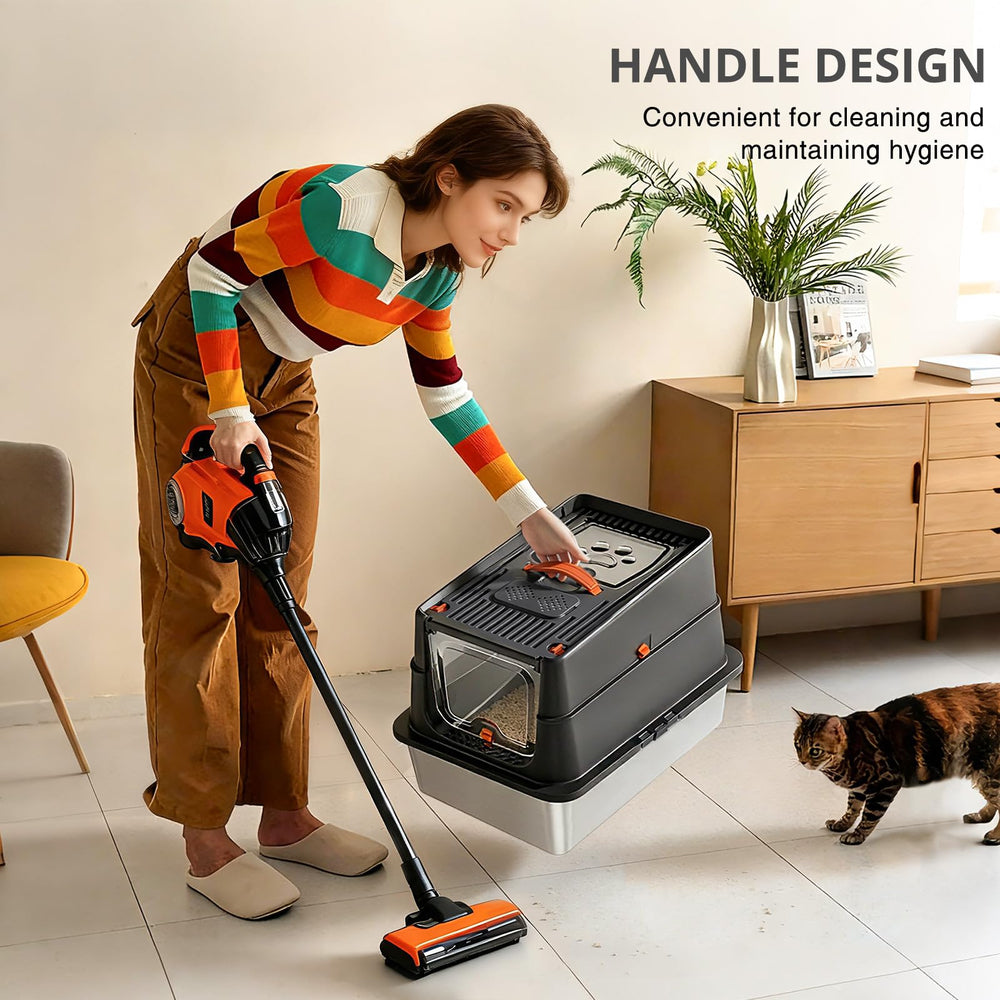 APPKER stainless-steel cat litter box foot pedal eases entry for seniors