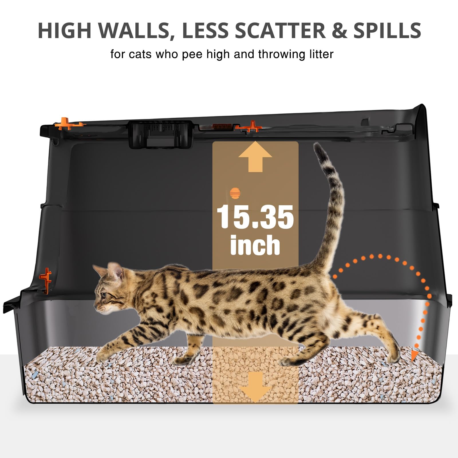 APPKER stainless-steel cat litter box includes mat and brush for mess control