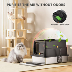 APPKER stainless-steel cat litter box XL size fits multi-cat homes