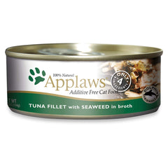 Applaws cat tin tuna with seaweed can adds protein, best as a tasty meal topper.