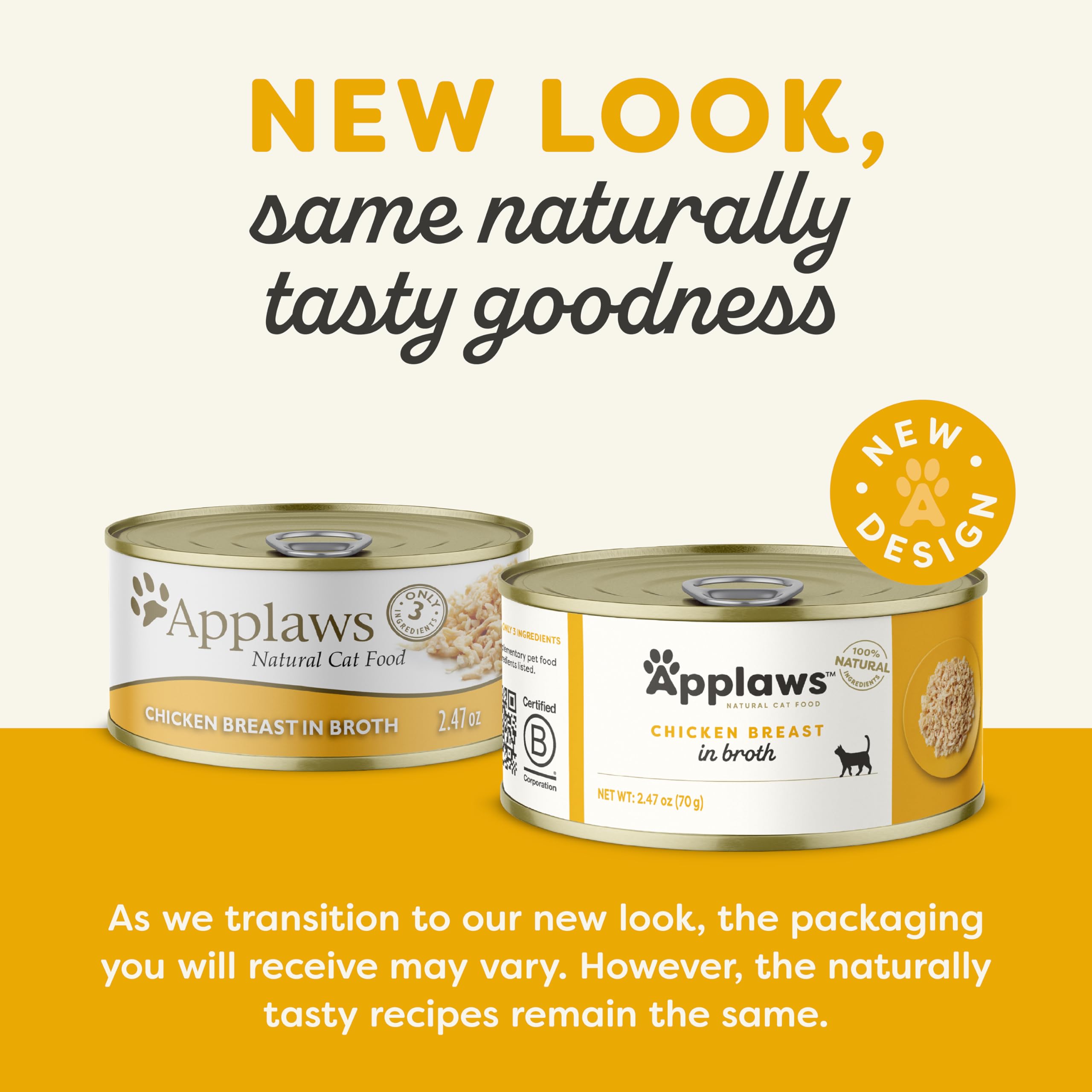 Applaws chicken breast in broth cans close-up emphasizes protein-rich meal option.