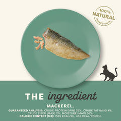 Applaws Mackerel Loin treat piece close-up emphasizes real fish taste and natural protein.