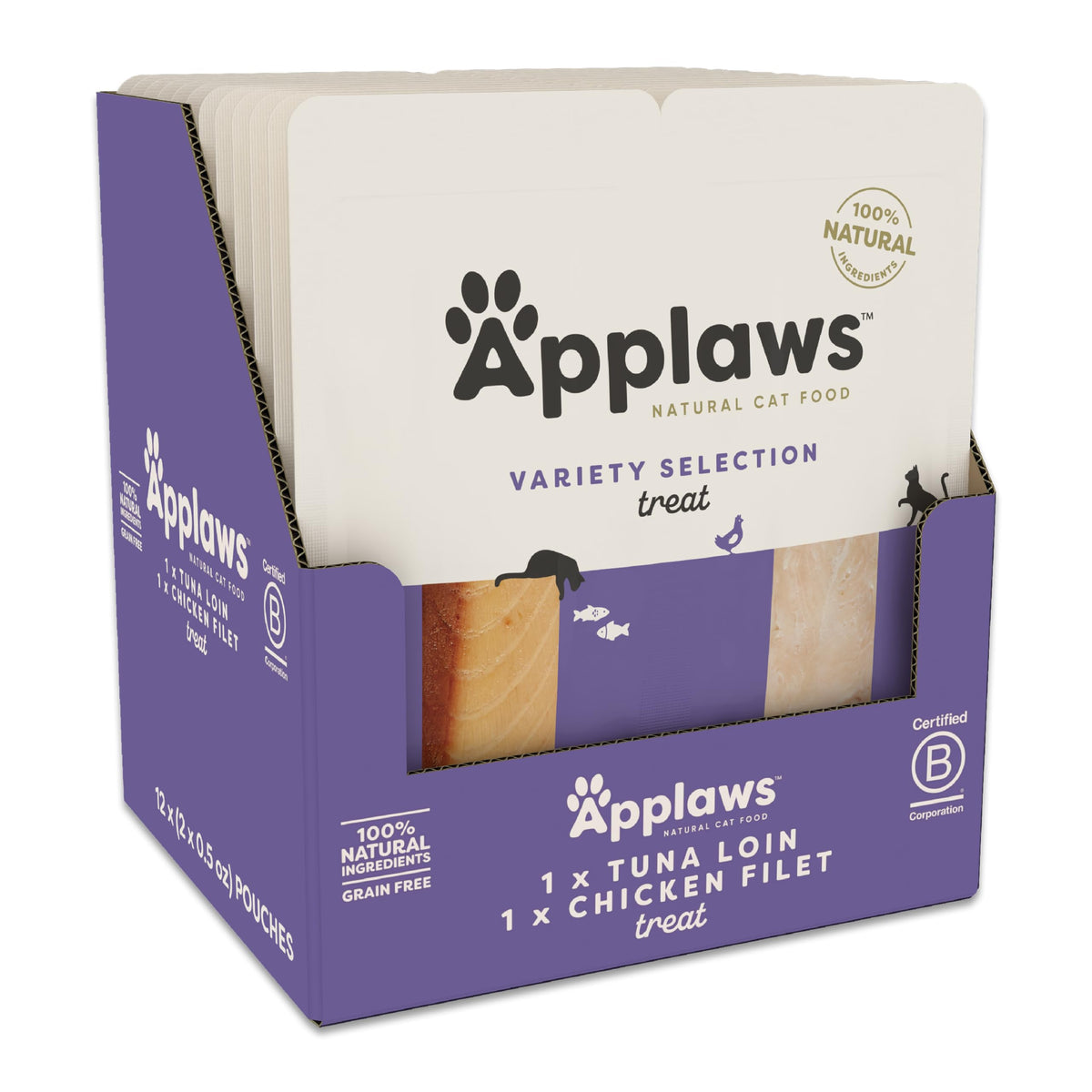 Applaws natural cat treats whole chicken loin pack — grain-free, high-protein snack option.