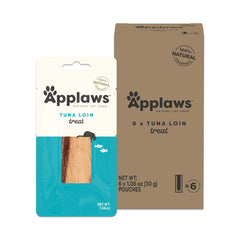 Applaws natural tuna loin treat pack shows a single-ingredient protein reward for cats.