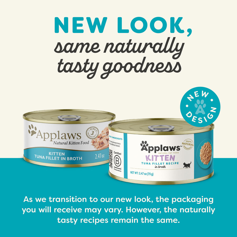 Applaws natural wet kitten food ingredient panel highlights limited ingredients and natural goodness.