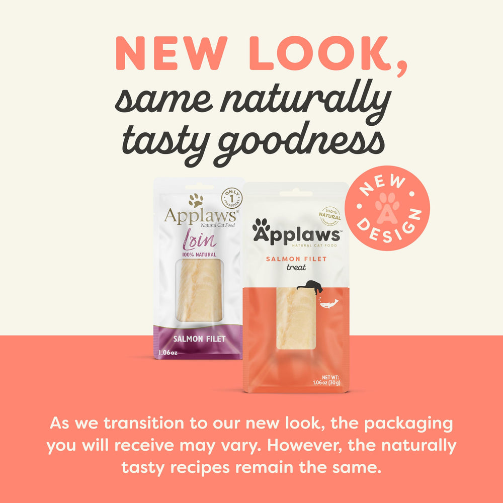Applaws single-ingredient salmon loins close-up showing natural, protein-forward snack.
