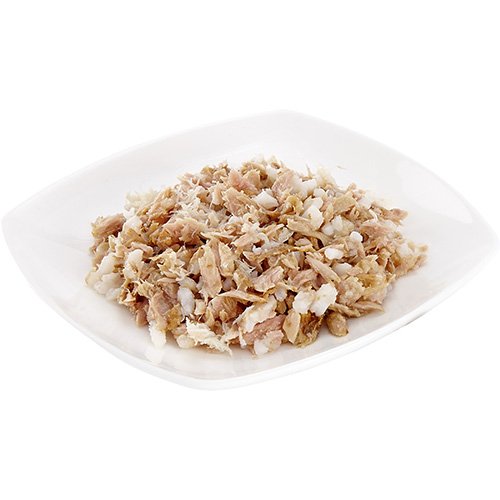 Applaws succulent tuna fillet with crab close-up of ingredients and texture.
