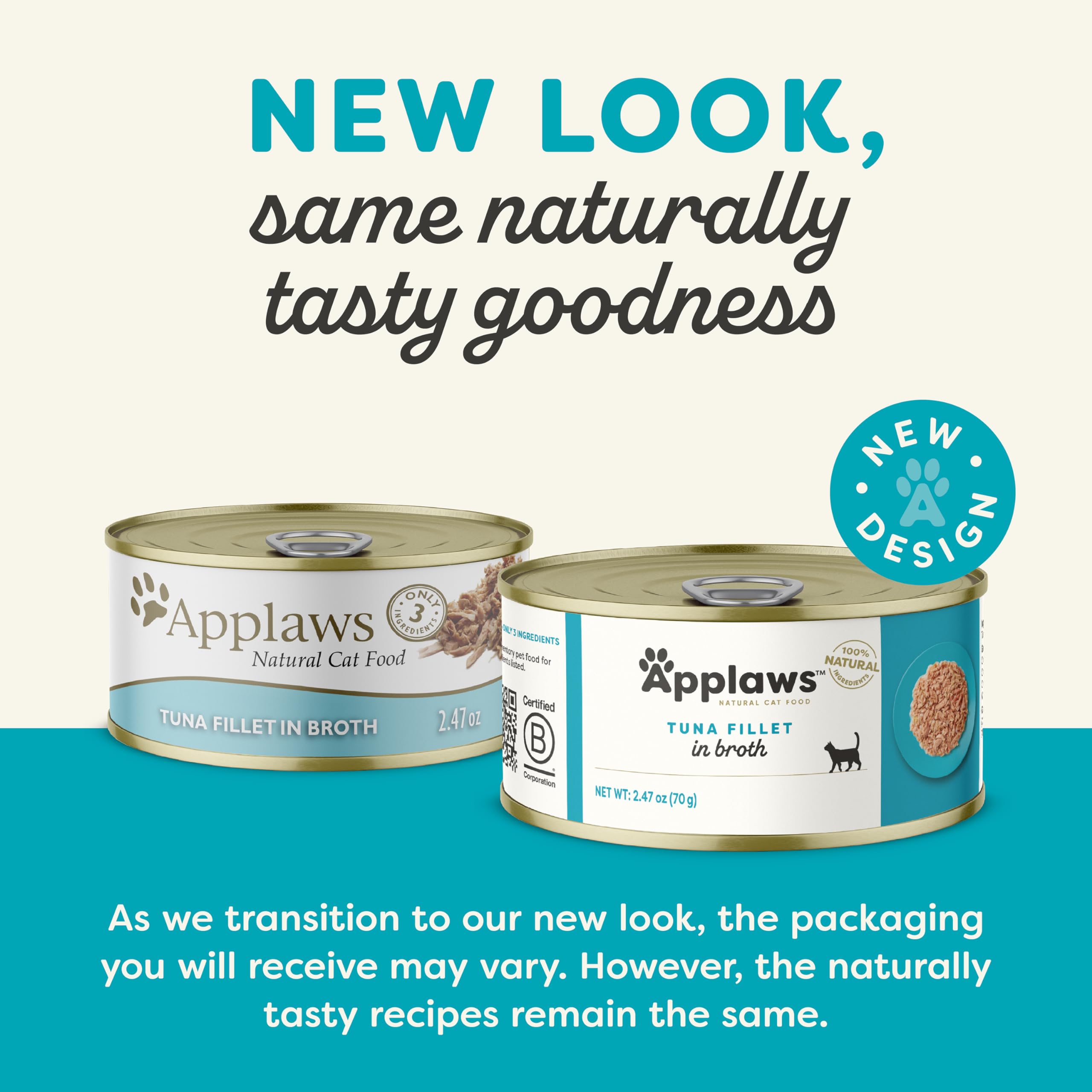 Applaws tuna fillet in broth 2-47oz can closeup highlights real protein.
