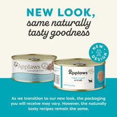 Applaws tuna fillet in broth 2-47oz can closeup highlights real protein.