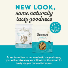 Applaws tuna freeze-dried cat treats in bowl highlighting grain-free nutrition.