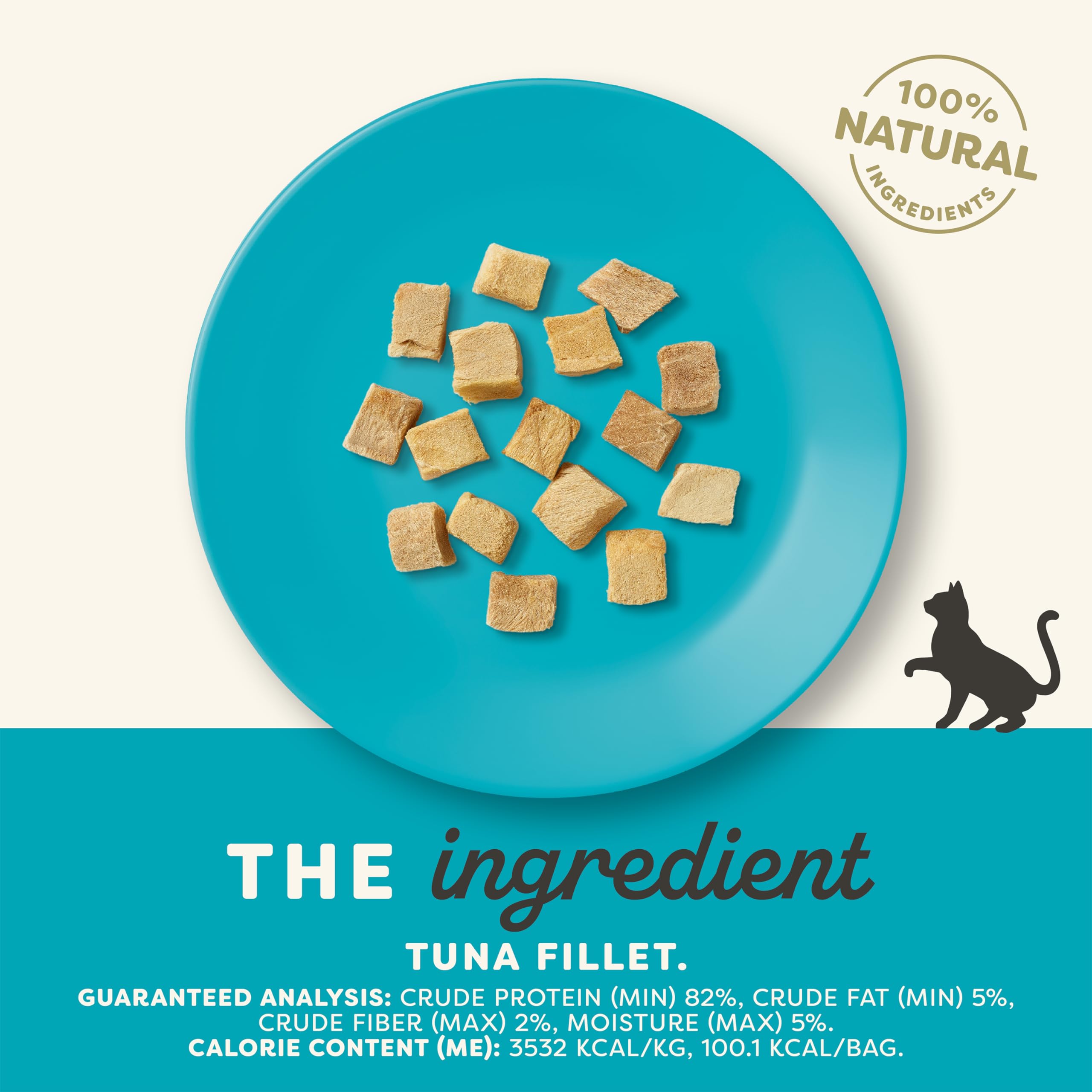 Applaws tuna freeze-dried cat treats bag open for easy topping.