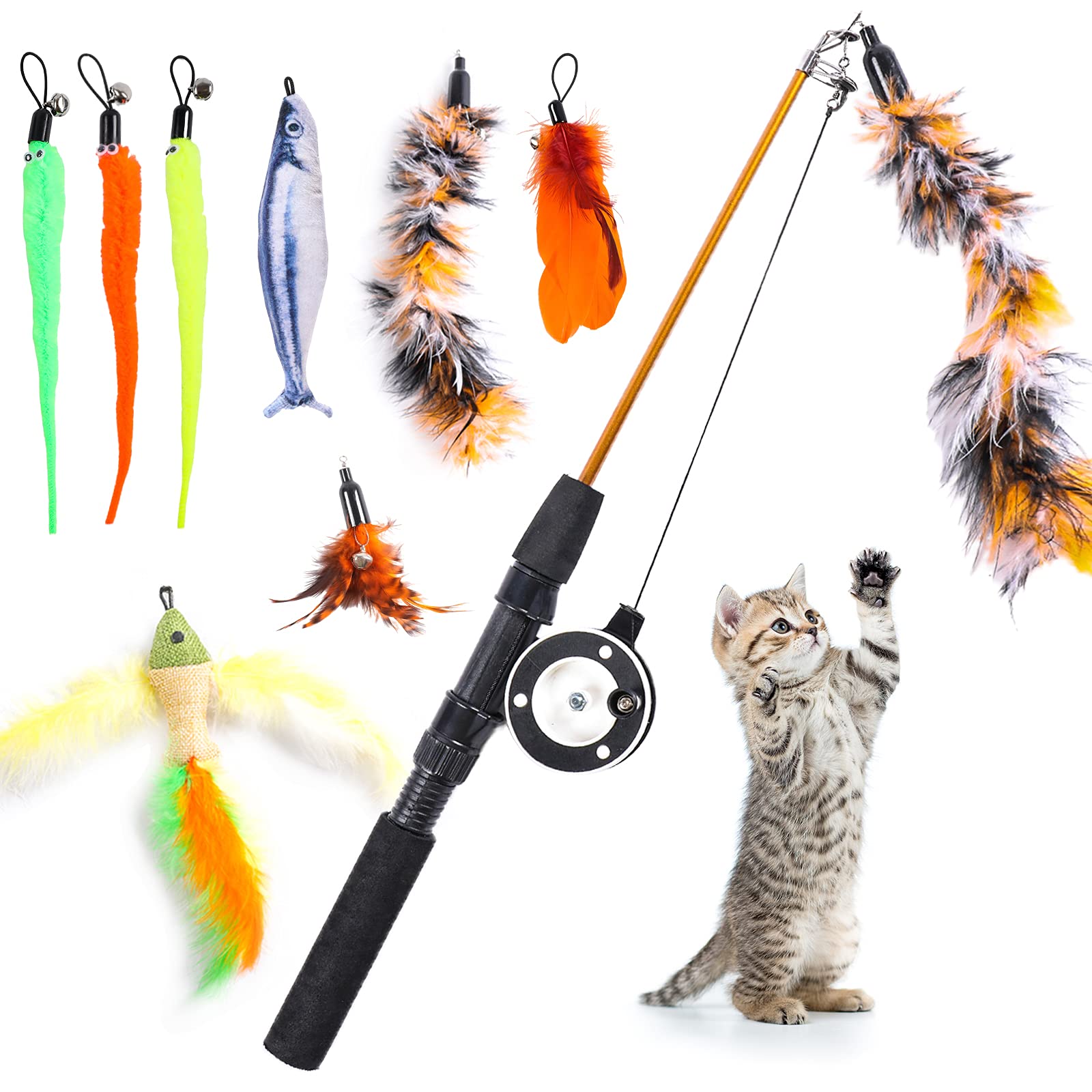 APSUAE retractable cat wand drives active play for curious cats