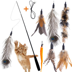 APSUAE retractable cat wand extended pole ideal for long-distance interactive play.