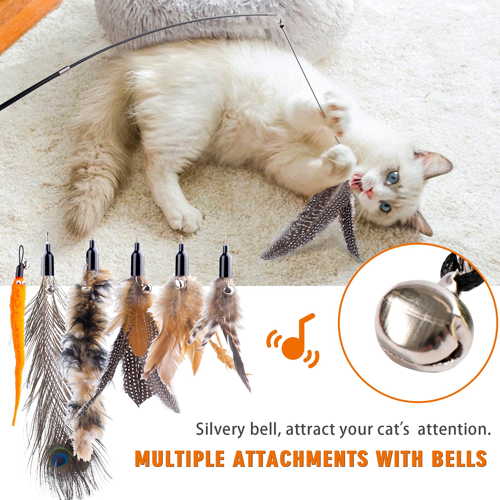 APSUAE retractable cat wand large feather attachment creates exciting chase.