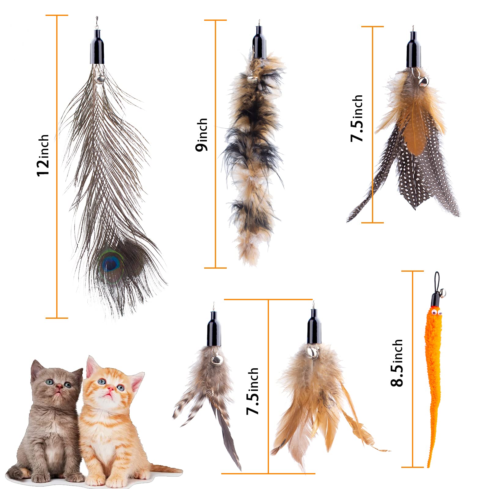 APSUAE retractable cat wand tail attachment mimics prey for kicking play.
