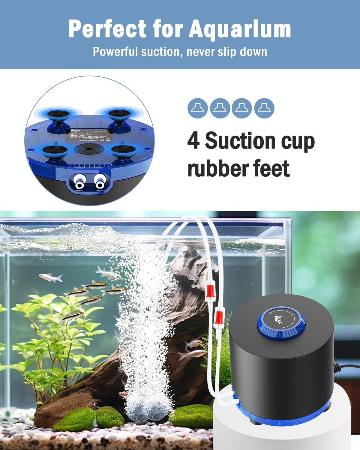 AQQA Air Stones Included for pump enables instant bubbling setup in aquariums