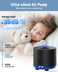 AQQA Aquarium Air Pump adjustable airflow knob showcases customizable aeration for seasonal needs