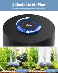 AQQA Aquarium Air Pump dual outlet demonstrates versatile aeration for multiple tanks