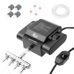 AQQA aquarium air pump front view demonstrates strong aeration for healthier fish and aquatic plants.