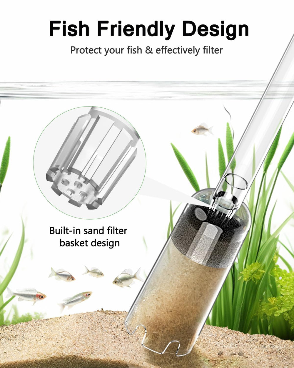 AQQA aquarium cleaning kit components show complete setup for versatile maintenance tasks.