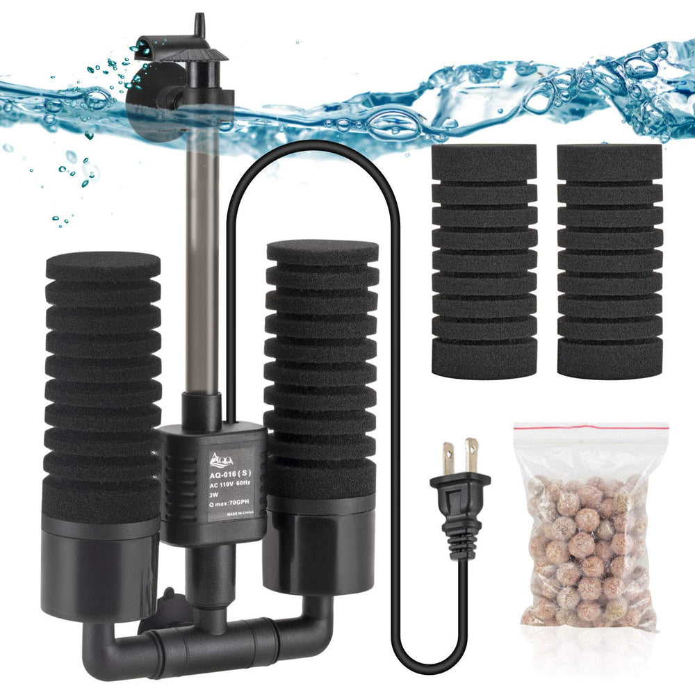 AQQA aquarium electric power filter front view showing compact, efficient filtration.