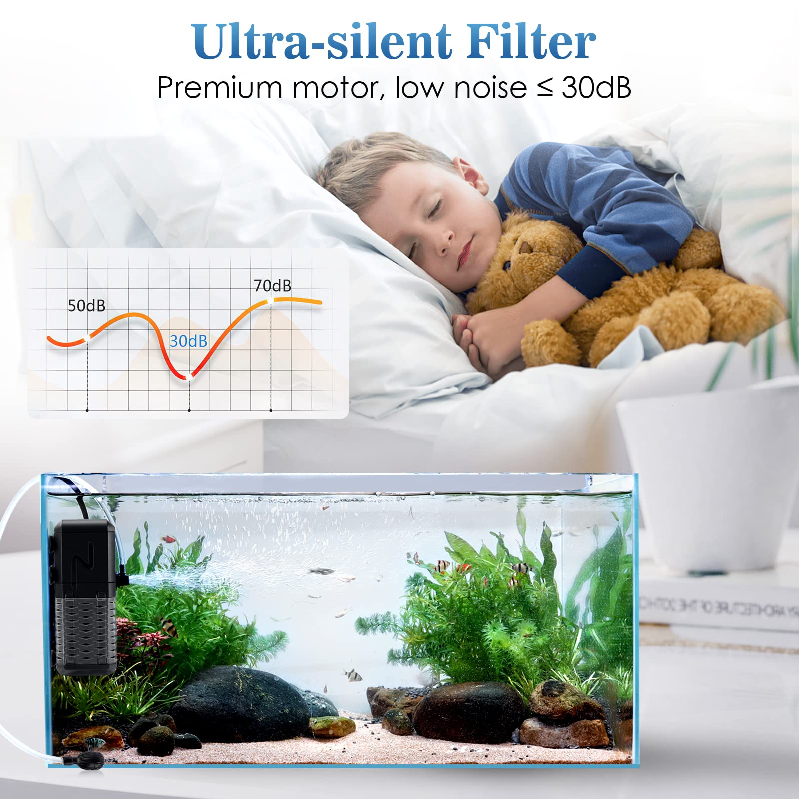 AQQA Aquarium Filter easy-assembly kit simplifies setup for beginners and busy hobbyists.