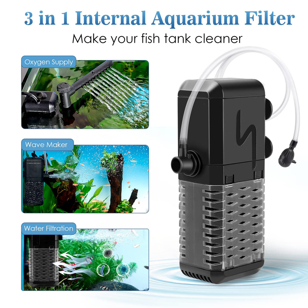 AQQA Aquarium Filter water-flow adjustment image shows customizable circulation for healthy tanks.