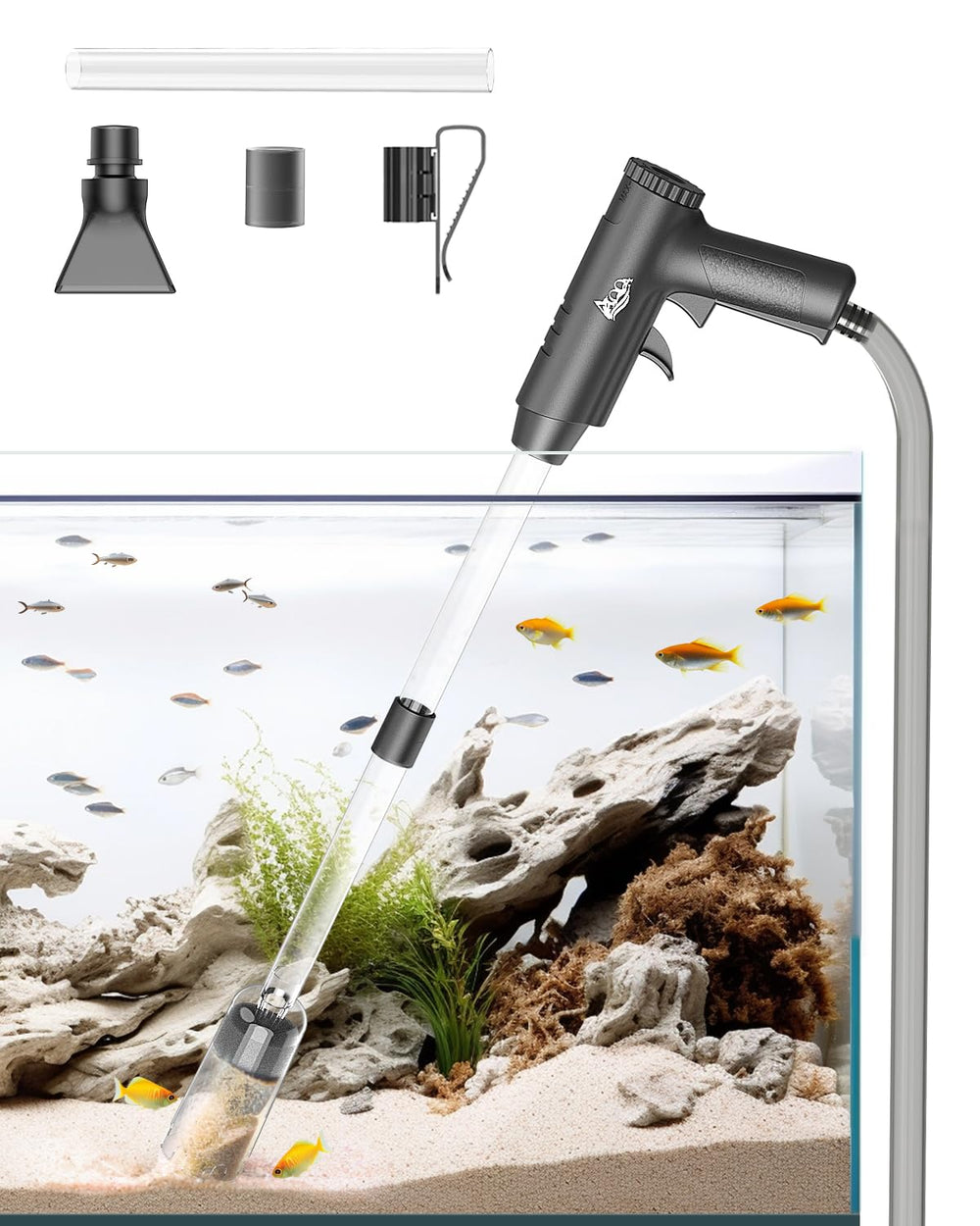 AQQA aquarium gravel cleaner assembly for quick setup and easy maintenance